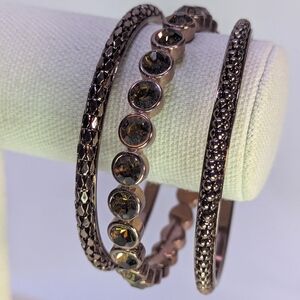 Graziano Vintage Women's Copper Tone Faux Brown Topaz Bangle Bracelet Set
